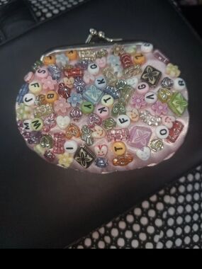 Claire's Pink Beaded Coin Purse with Multicolor Charms